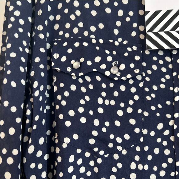 NWT Free People x Sandrine Rose Polka Dot Button Down Shirt Navy/White, Womens M - Picture 2 of 8